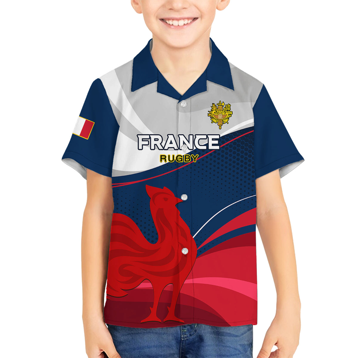 France Rugby Kid Hawaiian Shirt XV de France 2023 World Cup - Wonder Print Shop