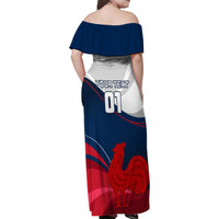 Custom France Rugby Family Matching Off Shoulder Maxi Dress and Hawaiian Shirt XV de France 2023 World Cup - Wonder Print Shop