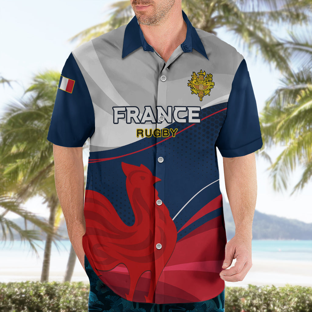 Custom France Rugby Hawaiian Shirt XV de France 2023 World Cup - Wonder Print Shop