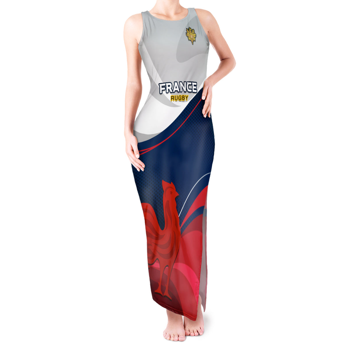 Custom France Rugby Tank Maxi Dress XV de France 2023 World Cup - Wonder Print Shop