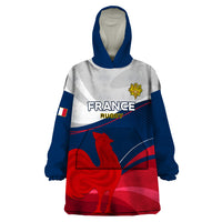 Custom France Rugby Wearable Blanket Hoodie XV de France 2023 World Cup - Wonder Print Shop