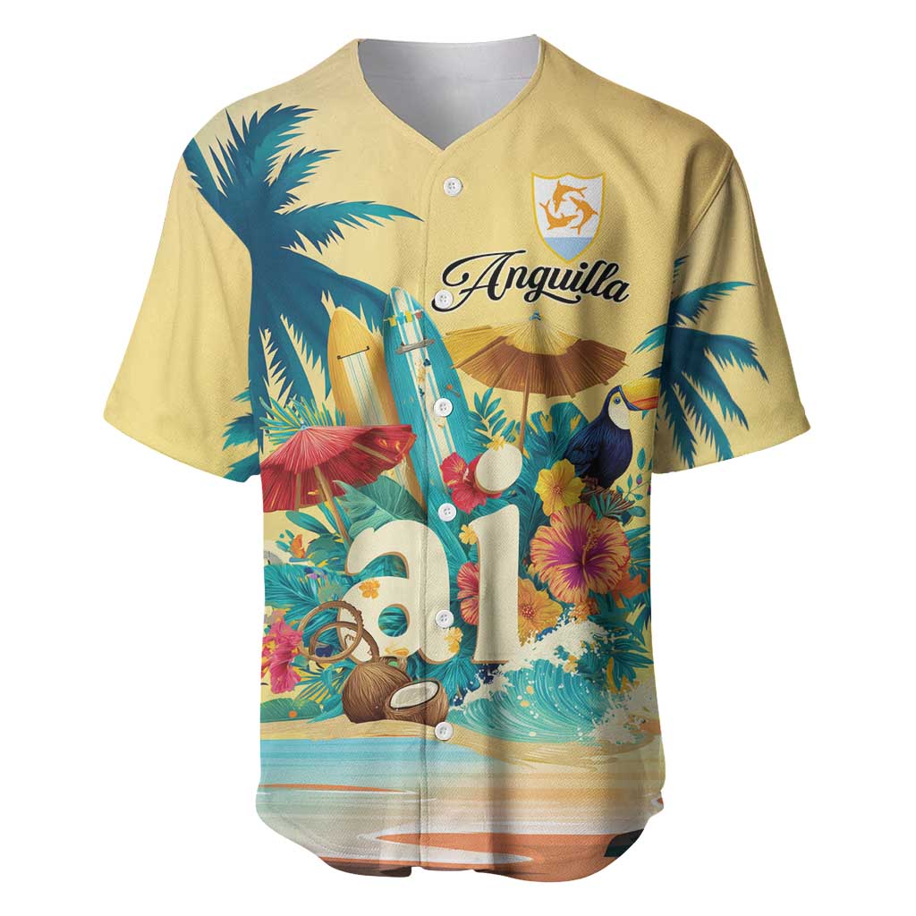 Anguilla AI Tropical Flowers Baseball Jersey - Wonder Print Shop