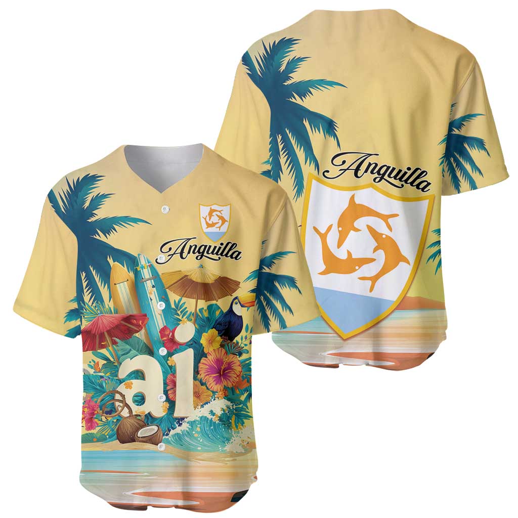 Anguilla AI Tropical Flowers Baseball Jersey - Wonder Print Shop