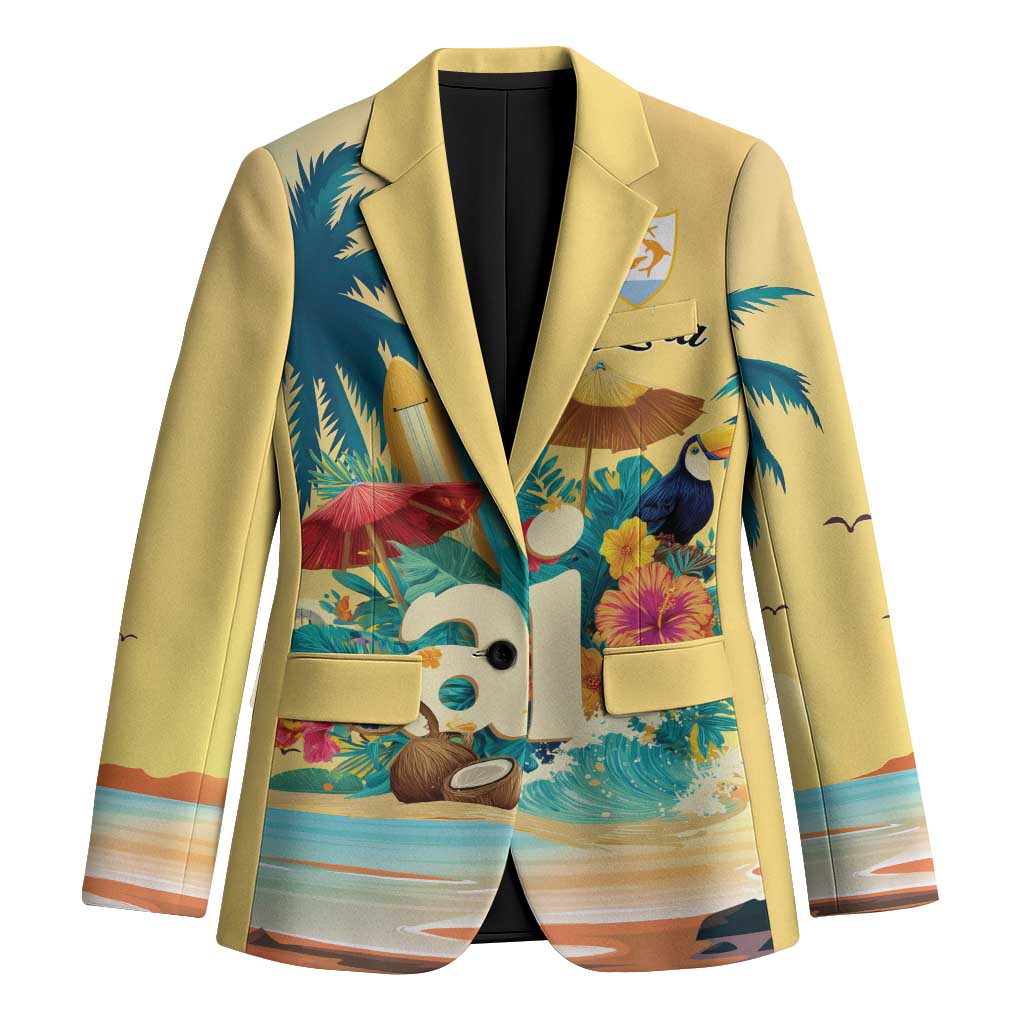 Anguilla AI Tropical Flowers Blazer - Wonder Print Shop