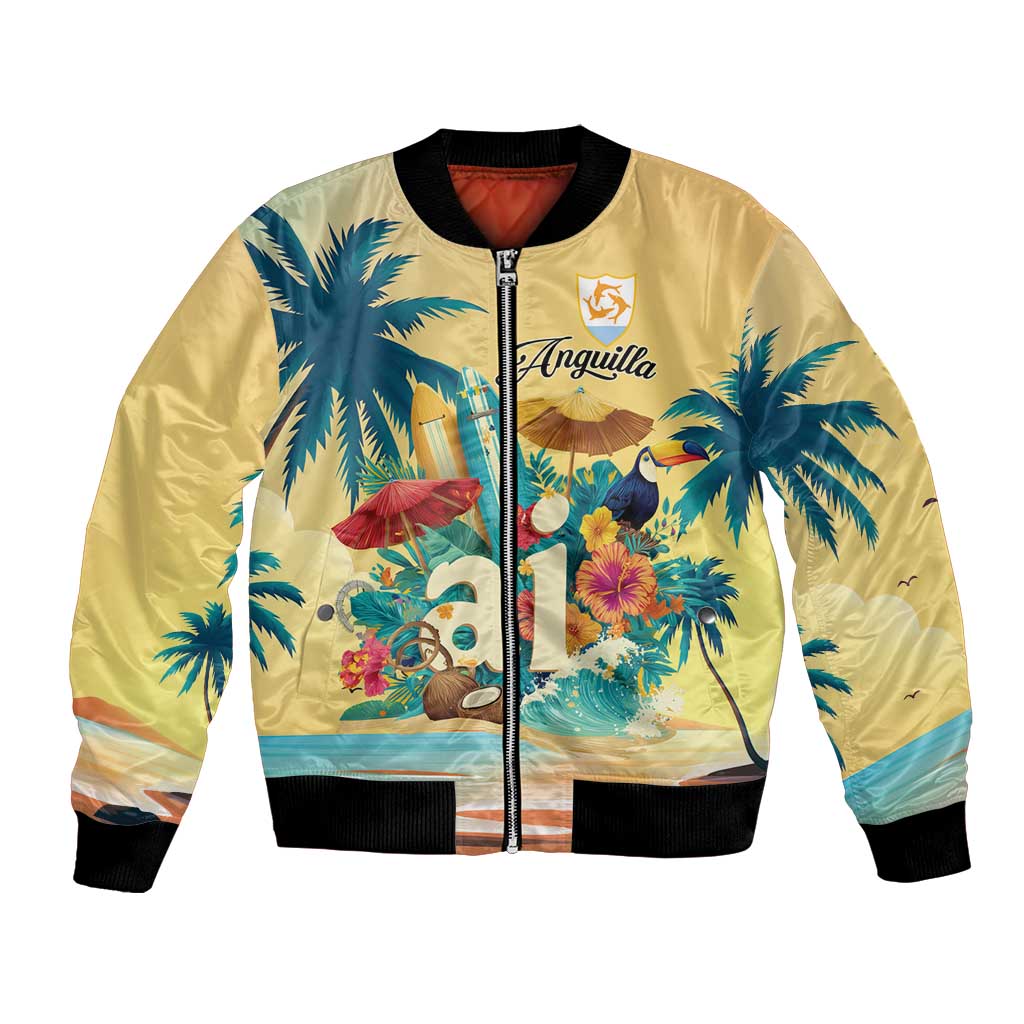 Anguilla AI Tropical Flowers Bomber Jacket - Wonder Print Shop