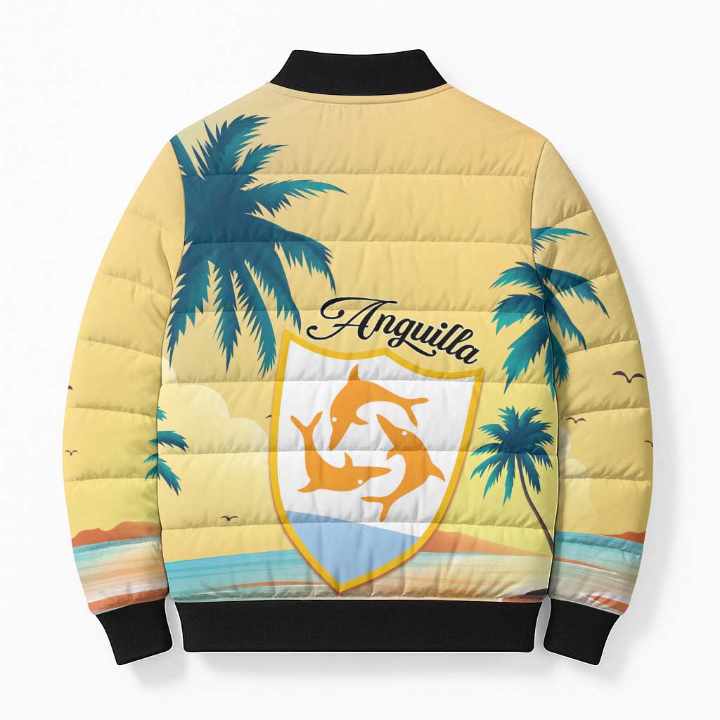 Anguilla AI Tropical Flowers Bomber Puffer Jacket - Wonder Print Shop