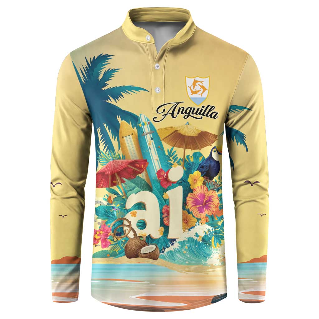 Anguilla AI Tropical Flowers Button Sweatshirt - Wonder Print Shop