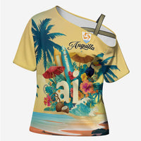 Anguilla AI Tropical Flowers Cross Shoulder Shirt - Wonder Print Shop