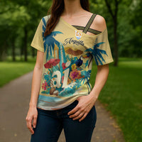 Anguilla AI Tropical Flowers Cross Shoulder Shirt - Wonder Print Shop