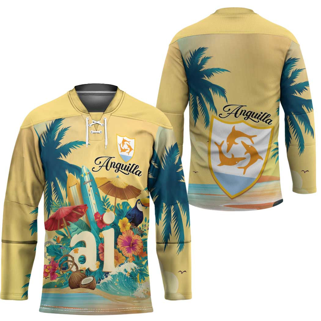 Anguilla AI Tropical Flowers Hockey Jersey - Wonder Print Shop