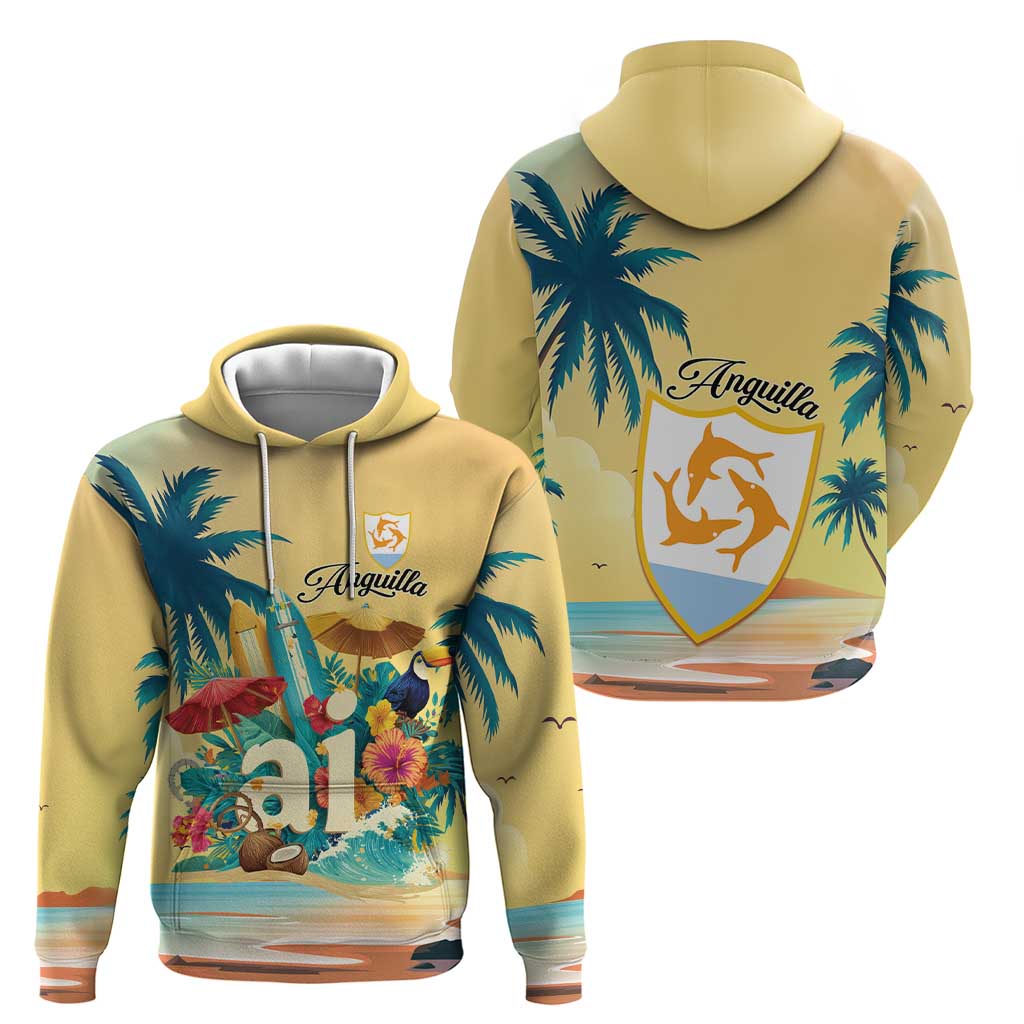 Anguilla AI Tropical Flowers Hoodie - Wonder Print Shop