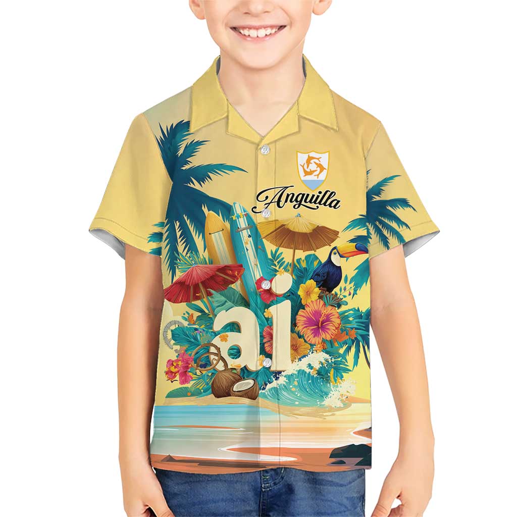 Anguilla AI Tropical Flowers Kid Hawaiian Shirt - Wonder Print Shop