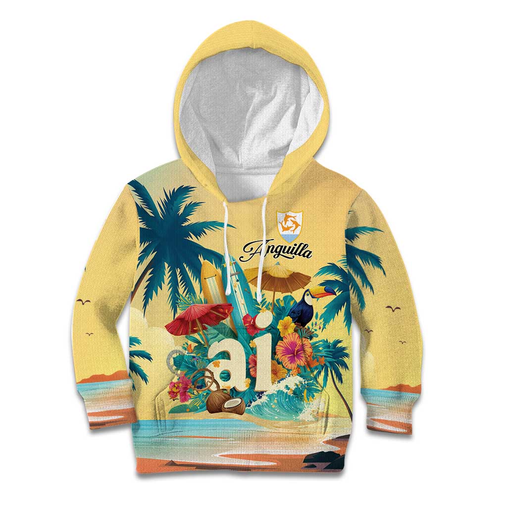 Anguilla AI Tropical Flowers Kid Hoodie - Wonder Print Shop