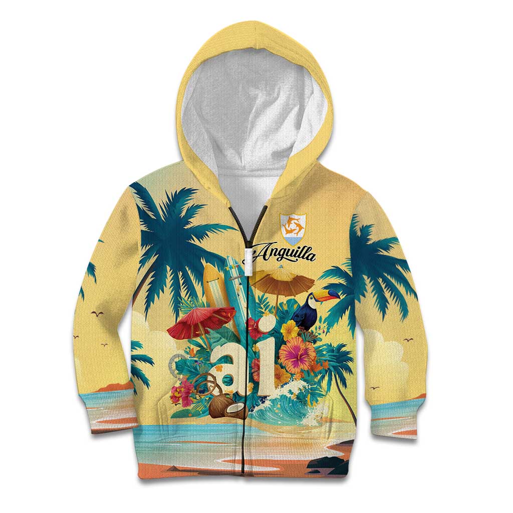 Anguilla AI Tropical Flowers Kid Hoodie - Wonder Print Shop