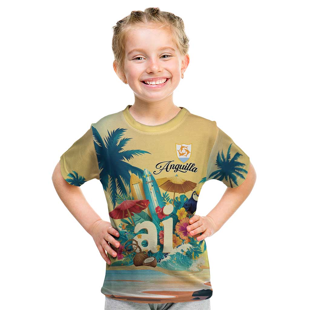 Anguilla AI Tropical Flowers Kid T Shirt - Wonder Print Shop