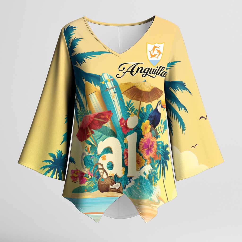 Anguilla AI Tropical Flowers Kimono Sleeve Blouse - Wonder Print Shop