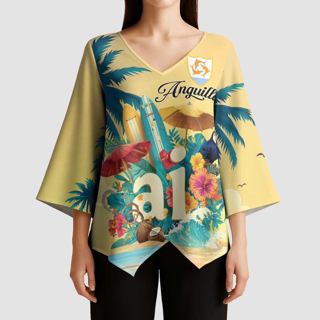 Anguilla AI Tropical Flowers Kimono Sleeve Blouse - Wonder Print Shop