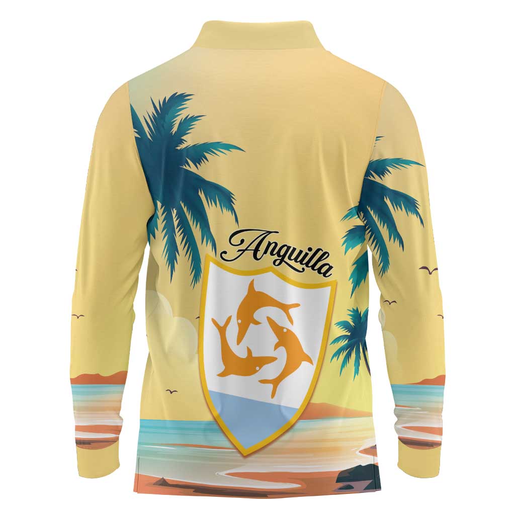 Anguilla AI Tropical Flowers Long Sleeve Polo Shirt - Wonder Print Shop