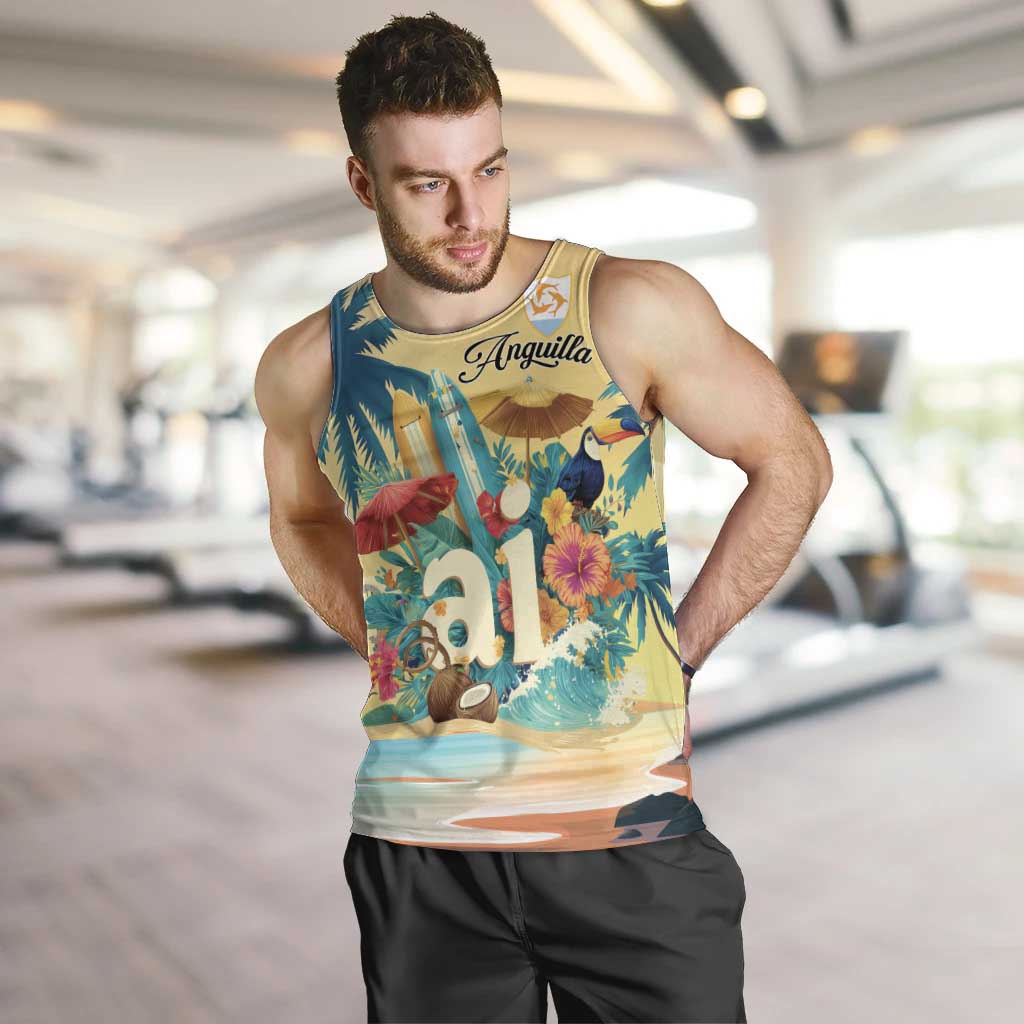 Anguilla AI Tropical Flowers Men Tank Top - Wonder Print Shop