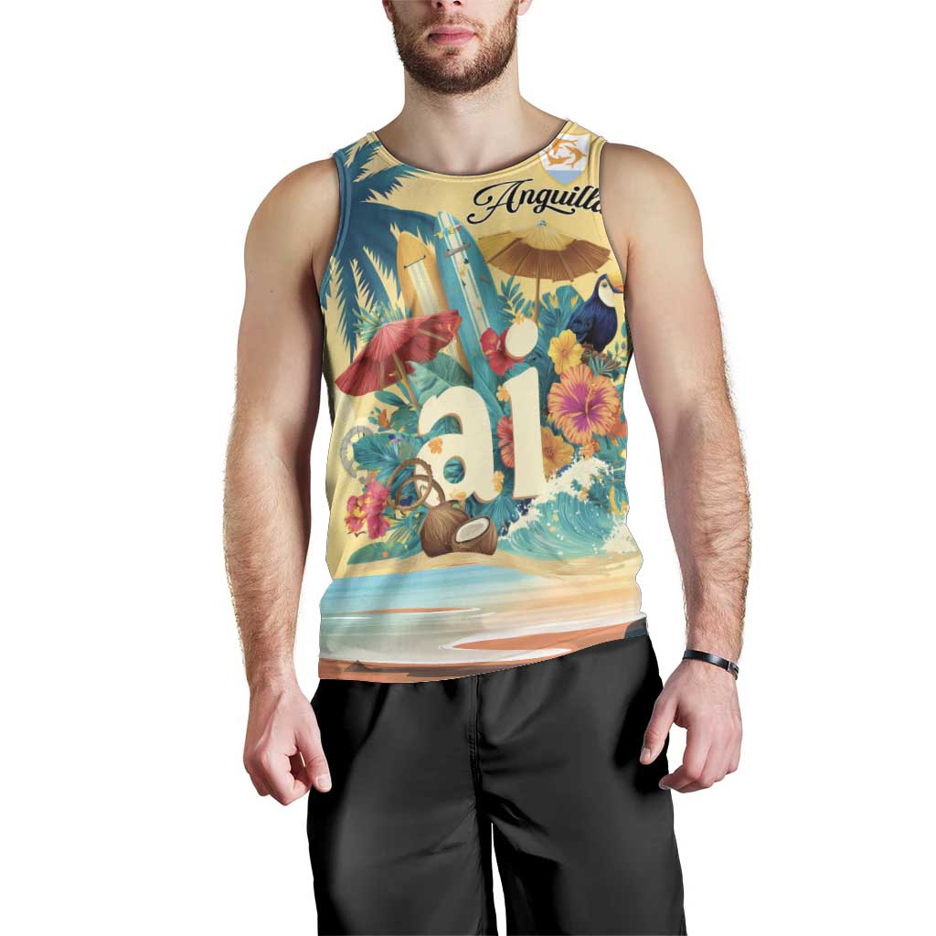 Anguilla AI Tropical Flowers Men Tank Top - Wonder Print Shop