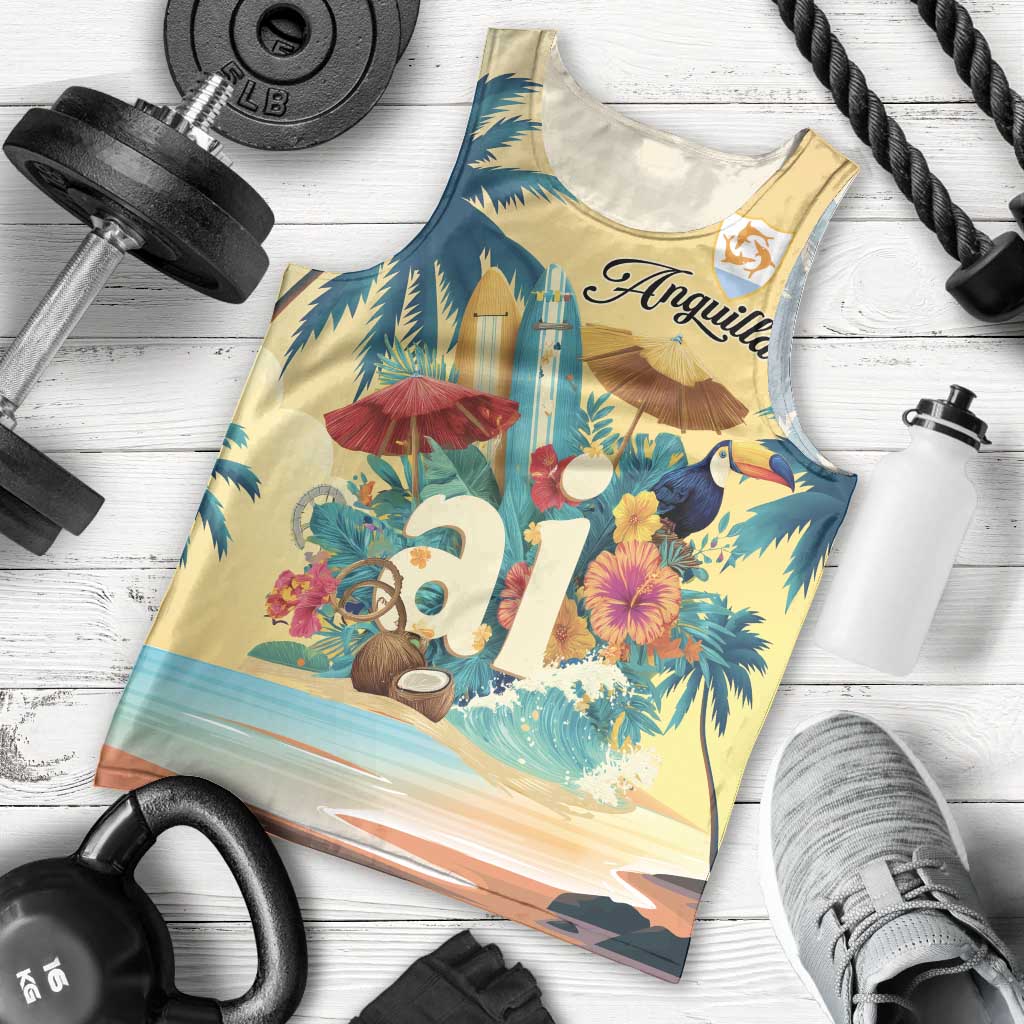 Anguilla AI Tropical Flowers Men Tank Top - Wonder Print Shop