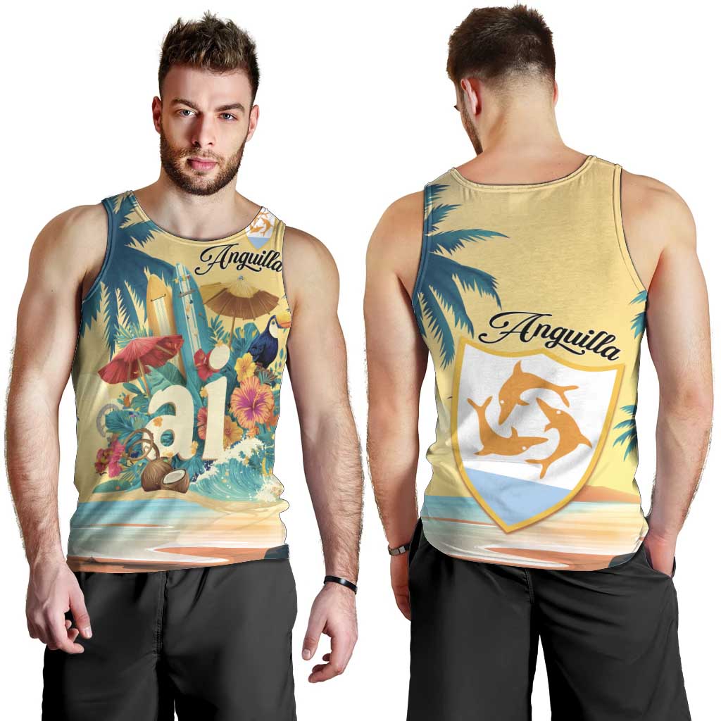 Anguilla AI Tropical Flowers Men Tank Top - Wonder Print Shop
