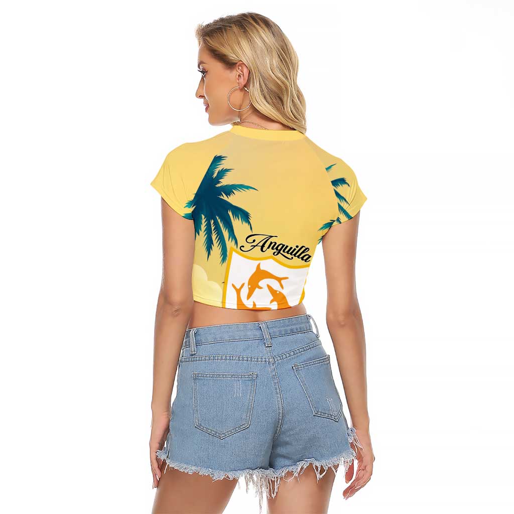 Anguilla AI Tropical Flowers Raglan Cropped T Shirt - Wonder Print Shop