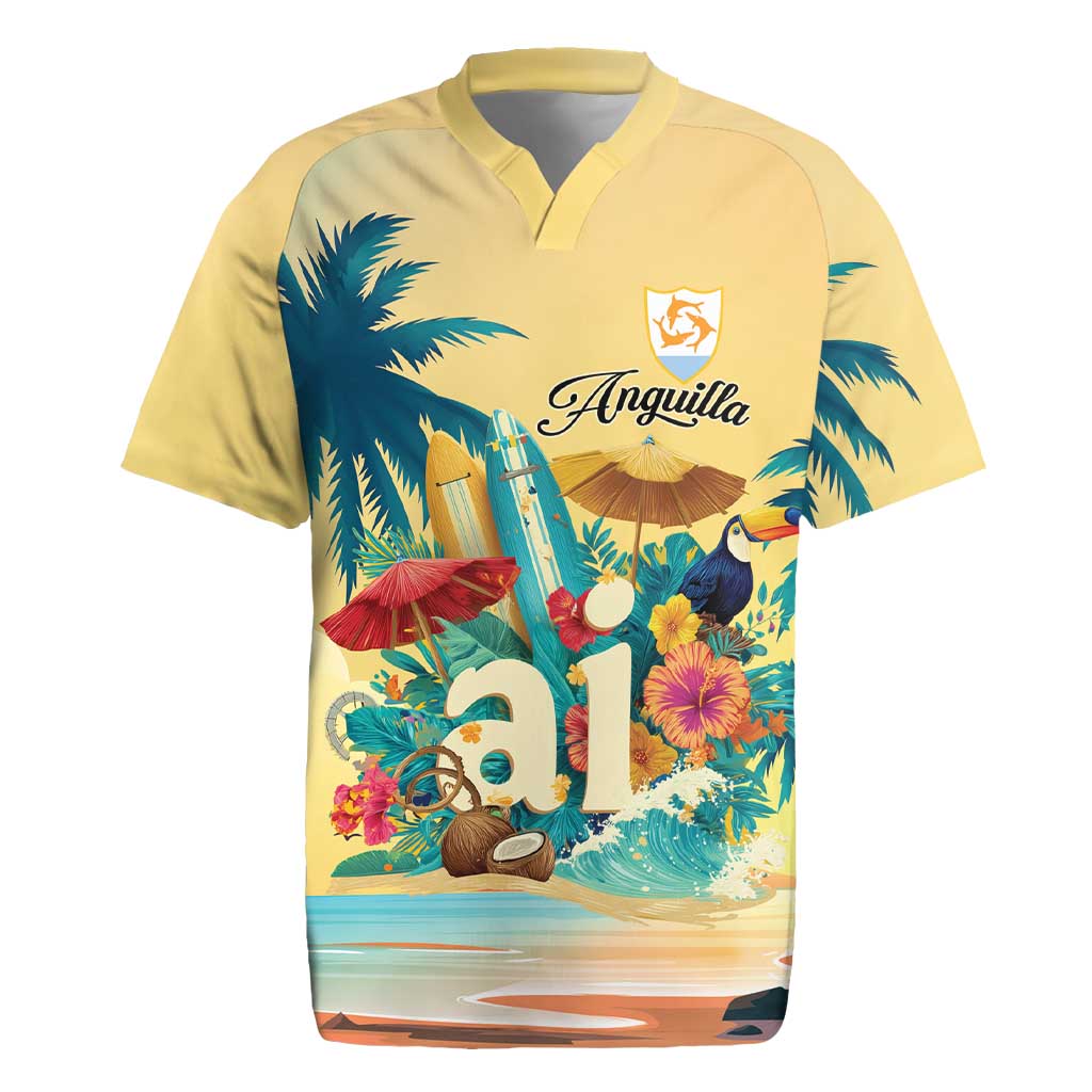 Anguilla AI Tropical Flowers Rugby Jersey - Wonder Print Shop