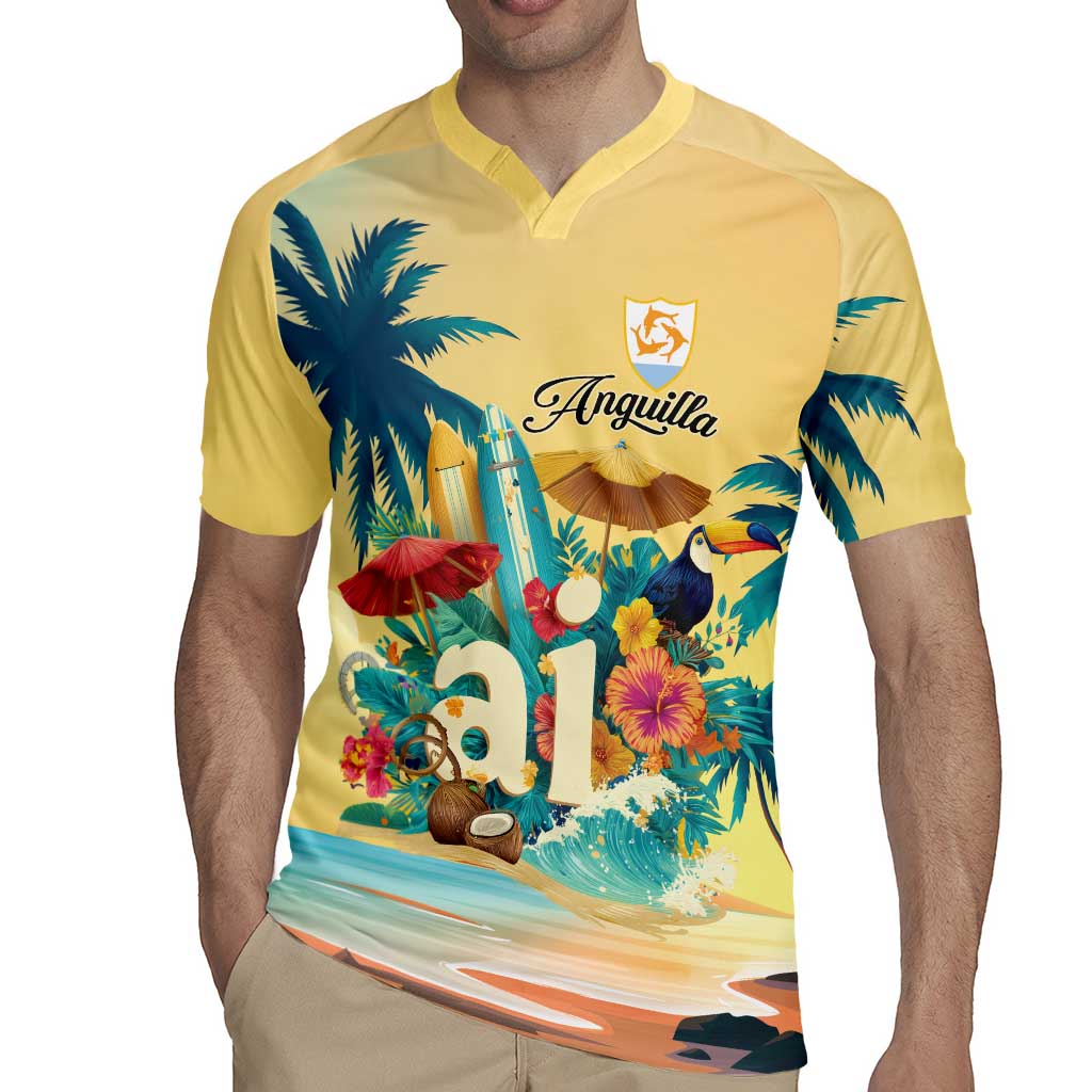 Anguilla AI Tropical Flowers Rugby Jersey - Wonder Print Shop