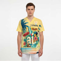 Anguilla AI Tropical Flowers Scrub Top - Wonder Print Shop