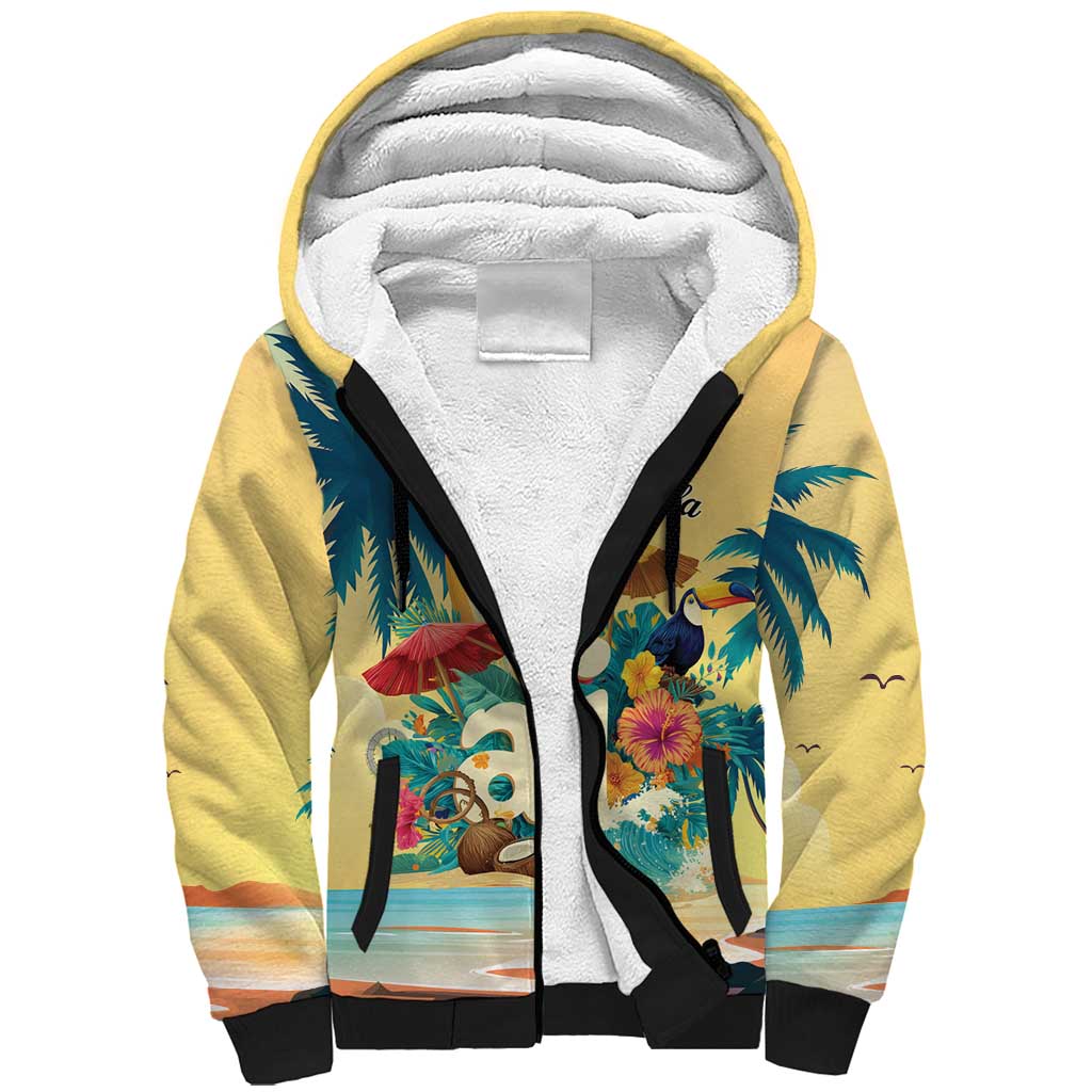 Anguilla AI Tropical Flowers Sherpa Hoodie - Wonder Print Shop