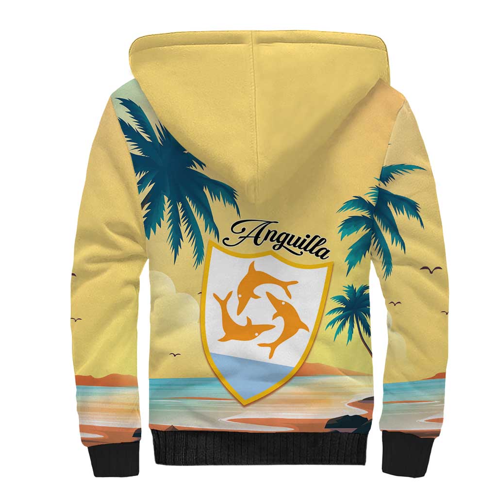 Anguilla AI Tropical Flowers Sherpa Hoodie - Wonder Print Shop