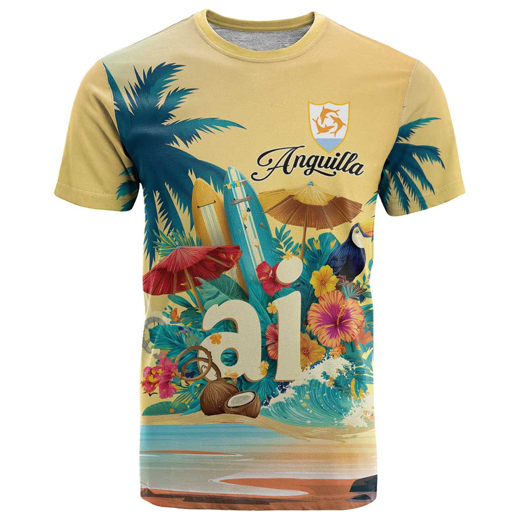 Anguilla AI Tropical Flowers T Shirt - Wonder Print Shop