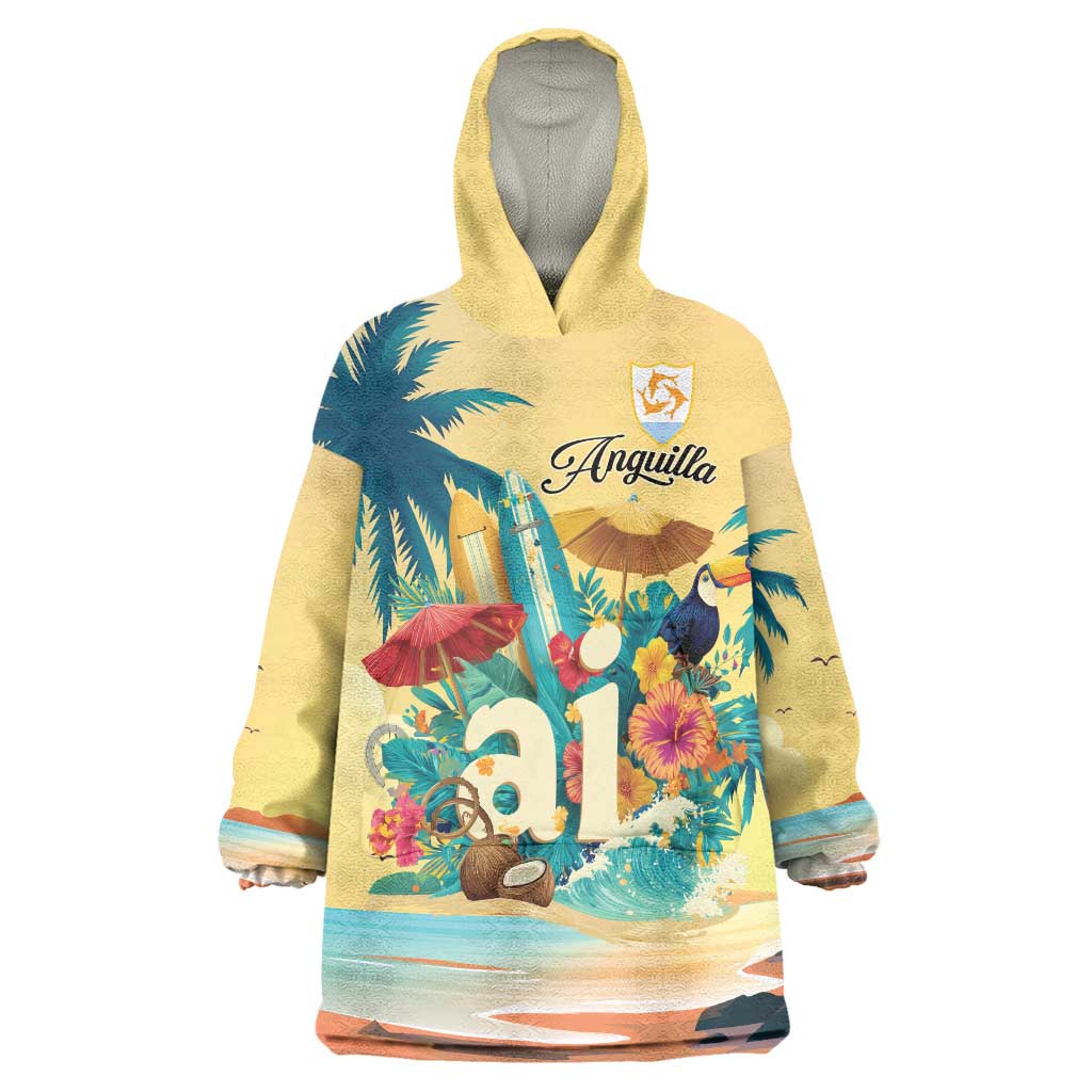 Anguilla AI Tropical Flowers Wearable Blanket Hoodie - Wonder Print Shop