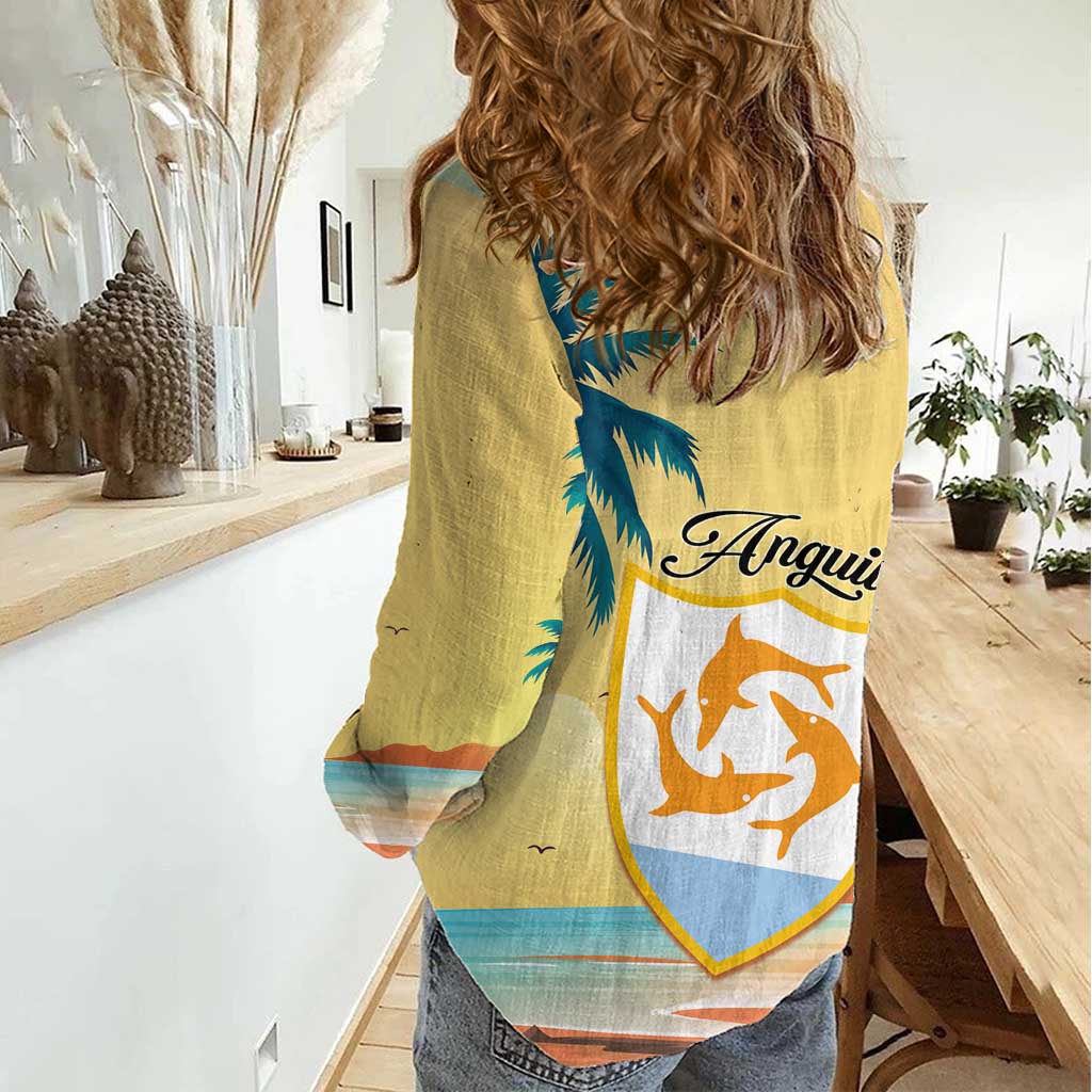 Anguilla AI Tropical Flowers Women Casual Shirt - Wonder Print Shop