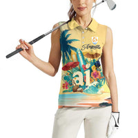 Anguilla AI Tropical Flowers Women Sleeveless Polo Shirt - Wonder Print Shop