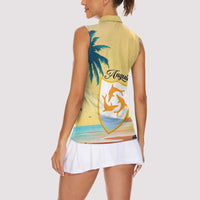 Anguilla AI Tropical Flowers Women Sleeveless Polo Shirt - Wonder Print Shop