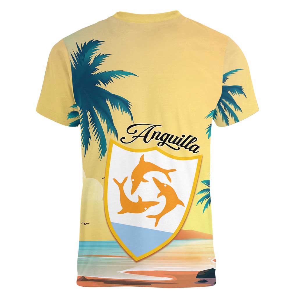 Anguilla AI Tropical Flowers Women V-Neck T-Shirt - Wonder Print Shop