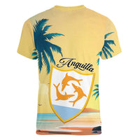 Anguilla AI Tropical Flowers Women V-Neck T-Shirt - Wonder Print Shop