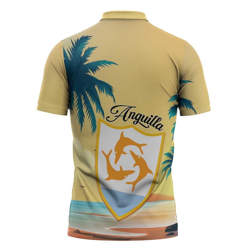 Anguilla AI Tropical Flowers Zipper Polo Shirt - Wonder Print Shop
