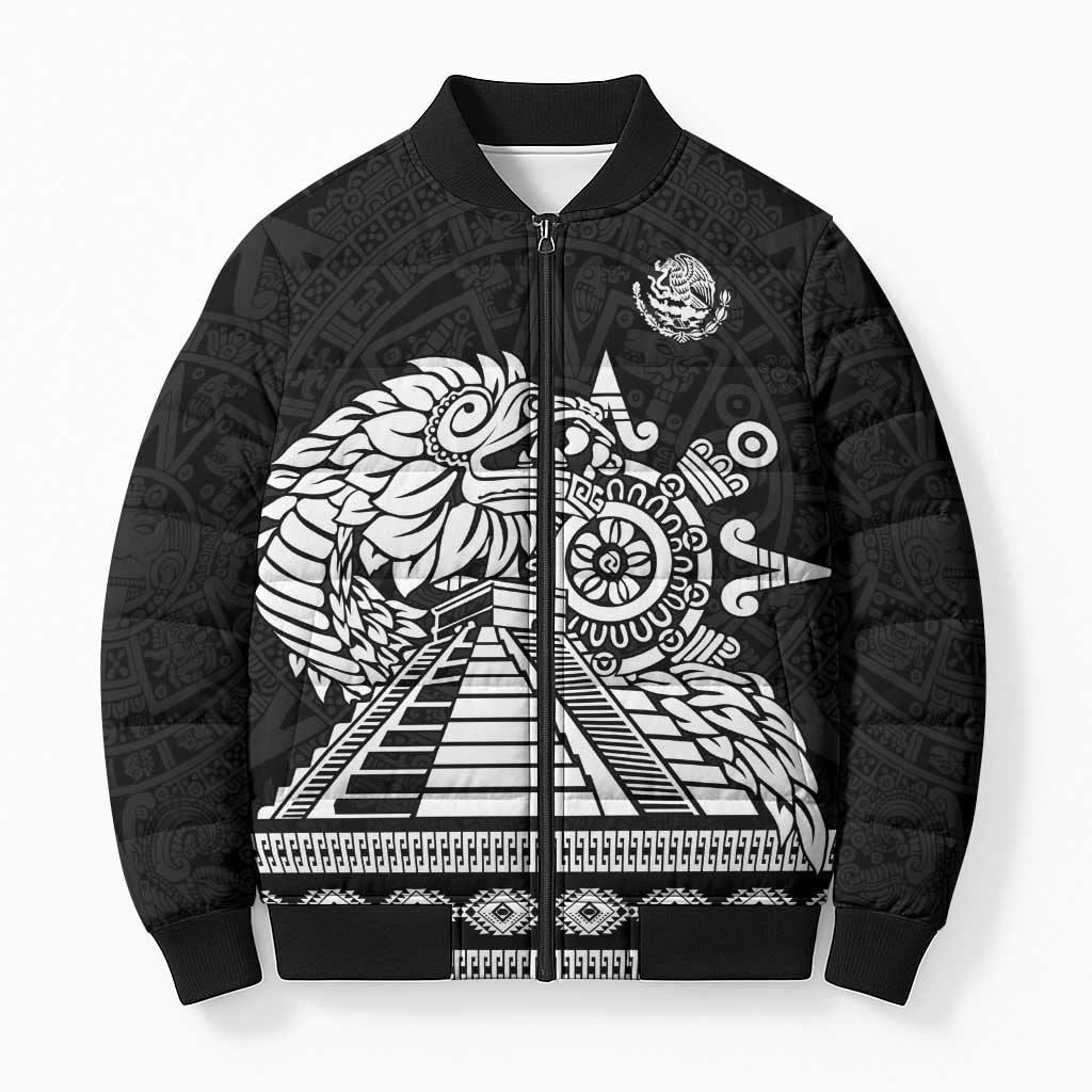 Mexican Aztec Pyramid Bomber Puffer Jacket Aztec Pattern - Wonder Print Shop
