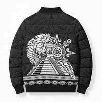 Mexican Aztec Pyramid Bomber Puffer Jacket Aztec Pattern - Wonder Print Shop