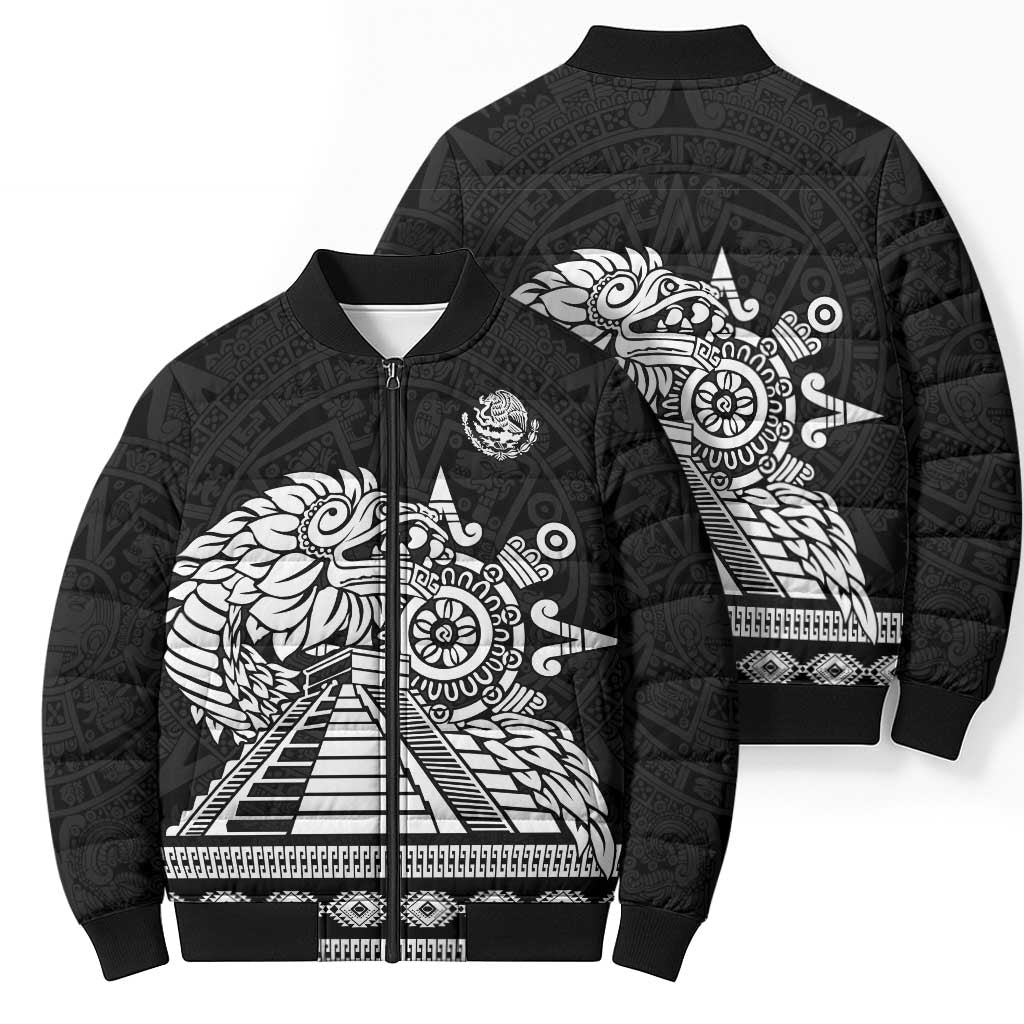 Mexican Aztec Pyramid Bomber Puffer Jacket Aztec Pattern - Wonder Print Shop