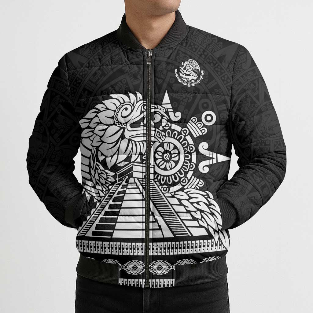 Mexican Aztec Pyramid Bomber Puffer Jacket Aztec Pattern - Wonder Print Shop