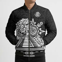 Mexican Aztec Pyramid Bomber Puffer Jacket Aztec Pattern - Wonder Print Shop