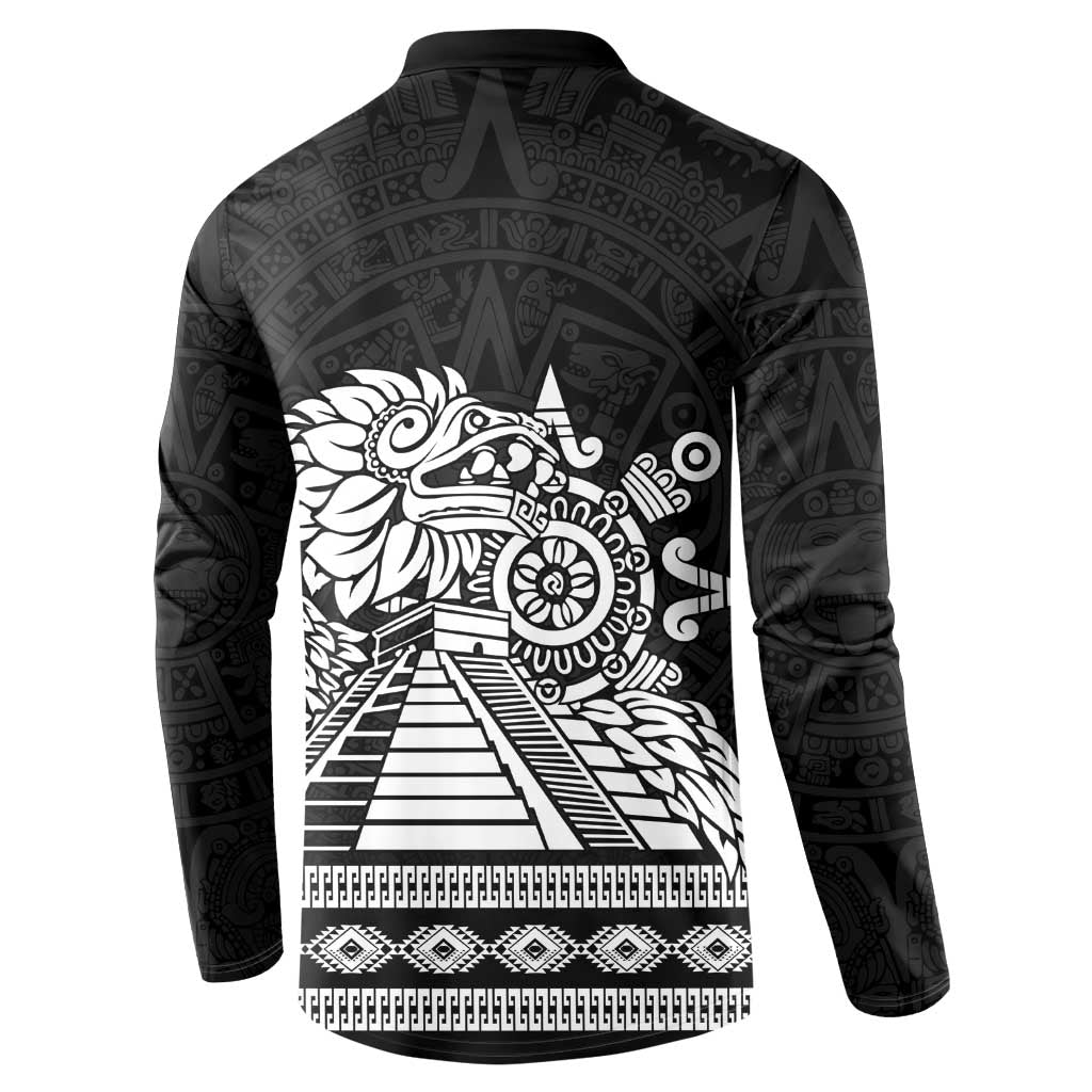 Mexican Aztec Pyramid Button Sweatshirt Aztec Pattern - Wonder Print Shop