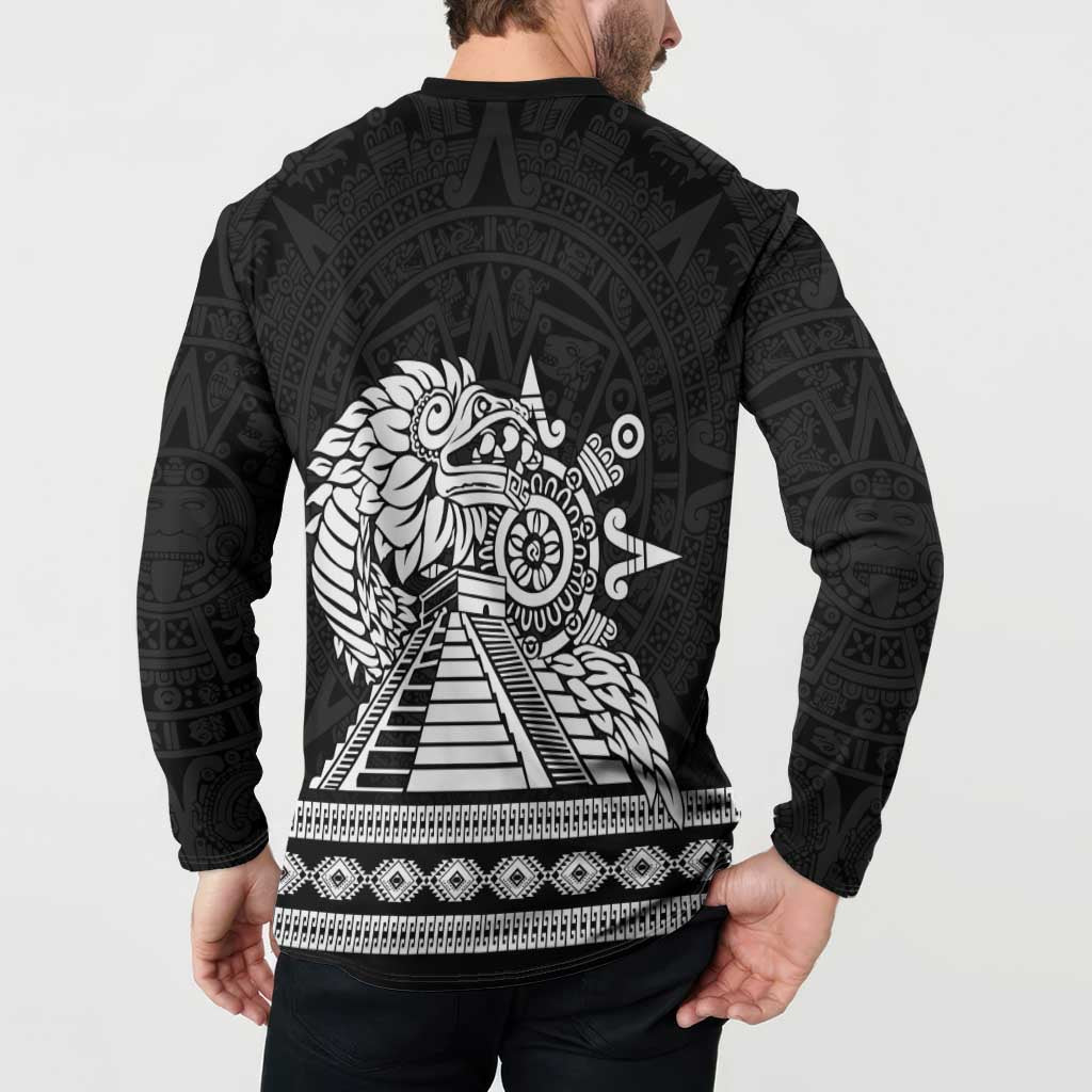 Mexican Aztec Pyramid Button Sweatshirt Aztec Pattern - Wonder Print Shop