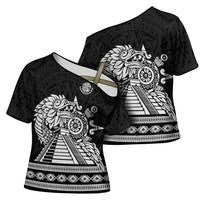 Mexican Aztec Pyramid Cross Shoulder Shirt Aztec Pattern - Wonder Print Shop