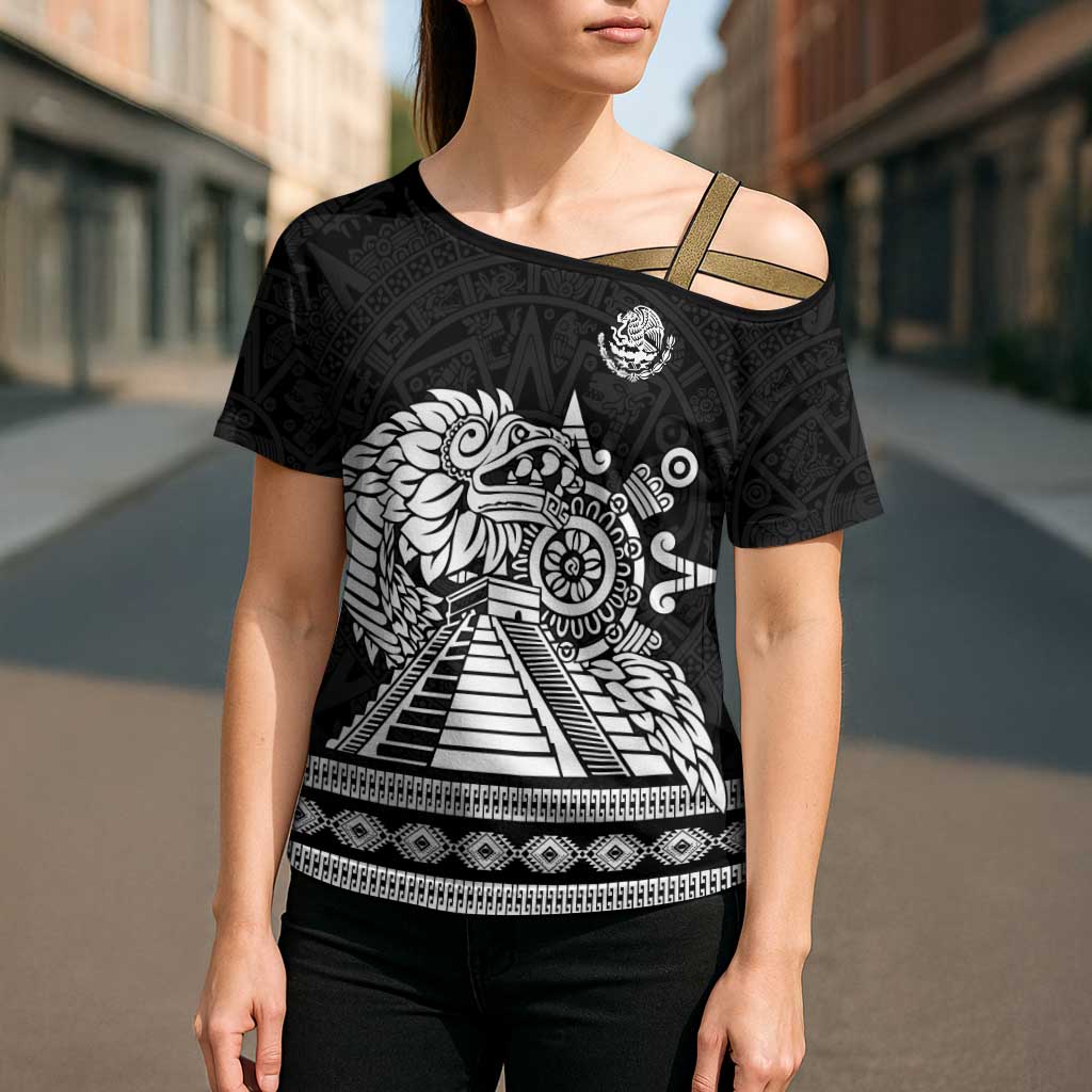 Mexican Aztec Pyramid Cross Shoulder Shirt Aztec Pattern - Wonder Print Shop