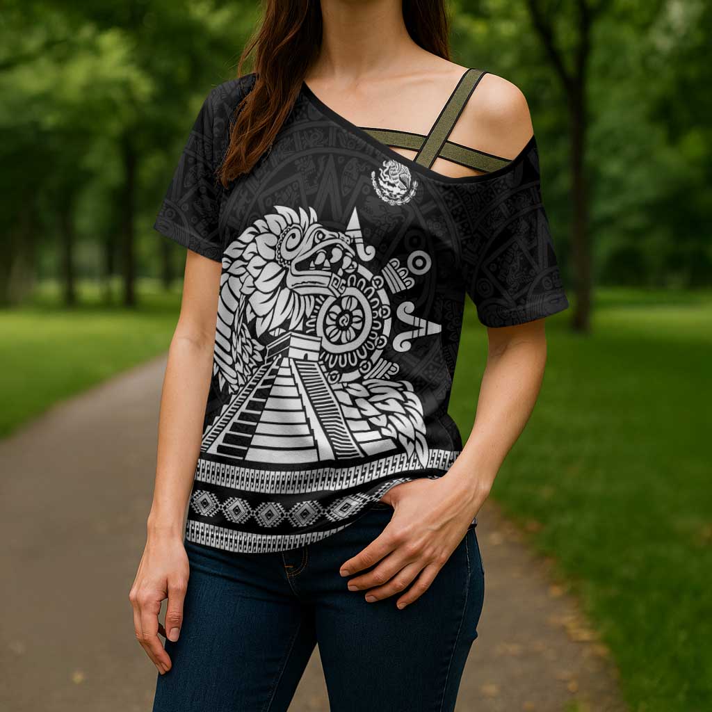 Mexican Aztec Pyramid Cross Shoulder Shirt Aztec Pattern - Wonder Print Shop